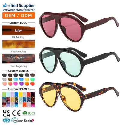 MCROONS Oversized Shield Pilot Sunglasses — UV400, Unisex
