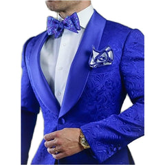 Tailored Handsome Floral Pattern Men Wedding Tuxedos Suits Groom Party Prom Coat Business Wear Outfit 3 Zipper Fly