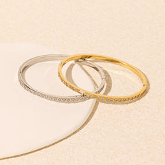 High End Fashionable Women's Stainless Steel Bracelet Thin Crystal Full Zircon Bangles Accessory PVD 18K Gold Plated Bangle