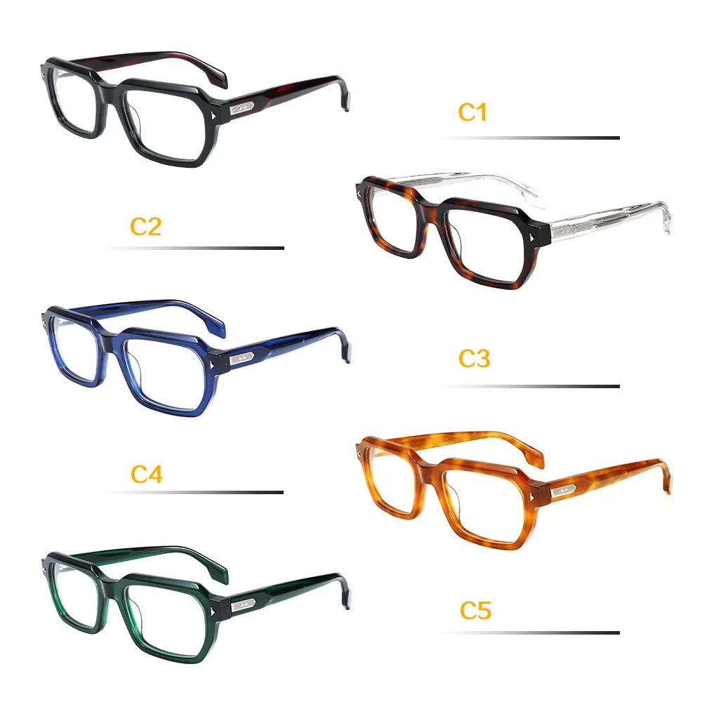 MCROONS Rectangle Acetate Glasses — Full Rim, Unisex