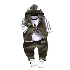 Spring and Autumn Children Clothing Baby Boys Clothes Gentleman Boys Long Sleeve Shorts Printed Kids Suit