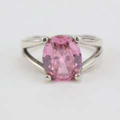 Gemstone 925 Sterling Silver Light Pink Created Ring for Women Amethyst Quartz Beautiful Jewellery for Engagement Party Gift