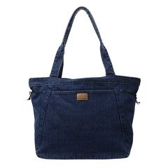 Unisex Vintage Denim Canvas Tote Shoulder Bag Designer Style Street Trend Messenger Jeans Pocket Simple Stylish for Men Women