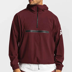 Men's Autumns Casual Waterproof Windbreaker Hoodie 100% Polyester Sport Gym Zipper Jacket Pullet Style Pocket Design