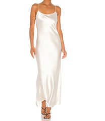 Wholesale Ladies Summer Backless Strap Sleeveless Satin Midi Casual Party Dresses Satin Slip Dress for Women