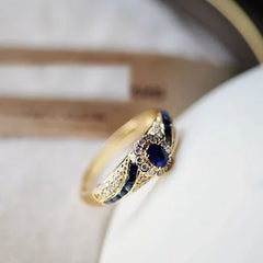 Customizable Ladies Engagement Ring Oval Cut Zircon Sapphire 18K Gold Plated Direct Factory Cross Border Fine Rings Jewelry