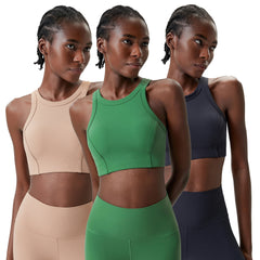 Women's High Collar Willow Bar Fan Cup Sports Underwear Long Shockproof Yoga Fitness Vest Cross-Border Running Bra Plus Size