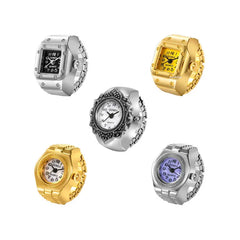 Gold Plated Jewelry Waterproof Gold Digits Mini Small Finger Ring Watches Ring Set for Women Finger Men