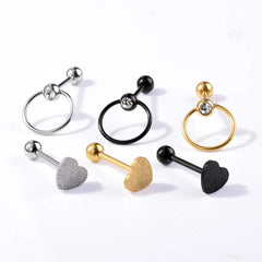 European and American Tongue Rings Fashion High Quality Stainless Steel Heart Shape Tongue Rings Jewelry