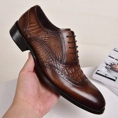 Brown Black Men Casual Dress Leather Shoes Lace up PU Leather Luxury Party Groom Wedding Pointed Toe Shoes for Men