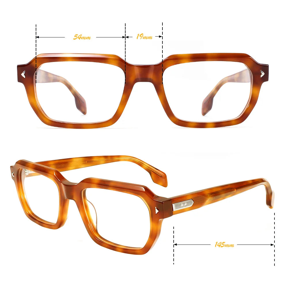 MCROONS Rectangle Acetate Glasses — Full Rim, Unisex