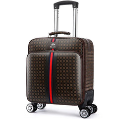 Fashion 18 Inch Trolley Luggage Soft PU Leather Essential Travel Case with Wheels Wheelie Bag for Convenient Travel