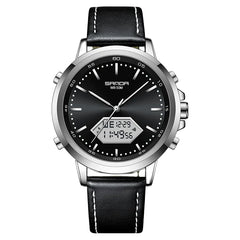 Innovation SANDA Irregular Hexagonal Triple Needle 12/24 Hours Sports Watches Men Wrist Waterproof Digital Trendy Texture