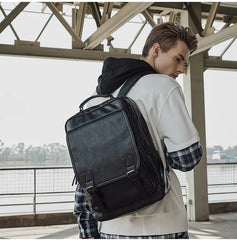 Waterproof Mochila PU Leather Bags for Men Traveling Business Laptop PU Men Backpack