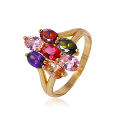 Luxury Women Jewelry Special Design Oval Shaped Multi-gemstone Finger Ring