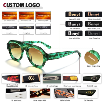 MCROONS Classic Square Acetate Sunglasses — CR39 Lens, Unisex