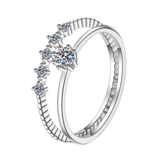 0.1ct Past Diamond Test S925 Plated with PT950 Sparkling Gemstone Party Rings Gold Wedding Rings for Women