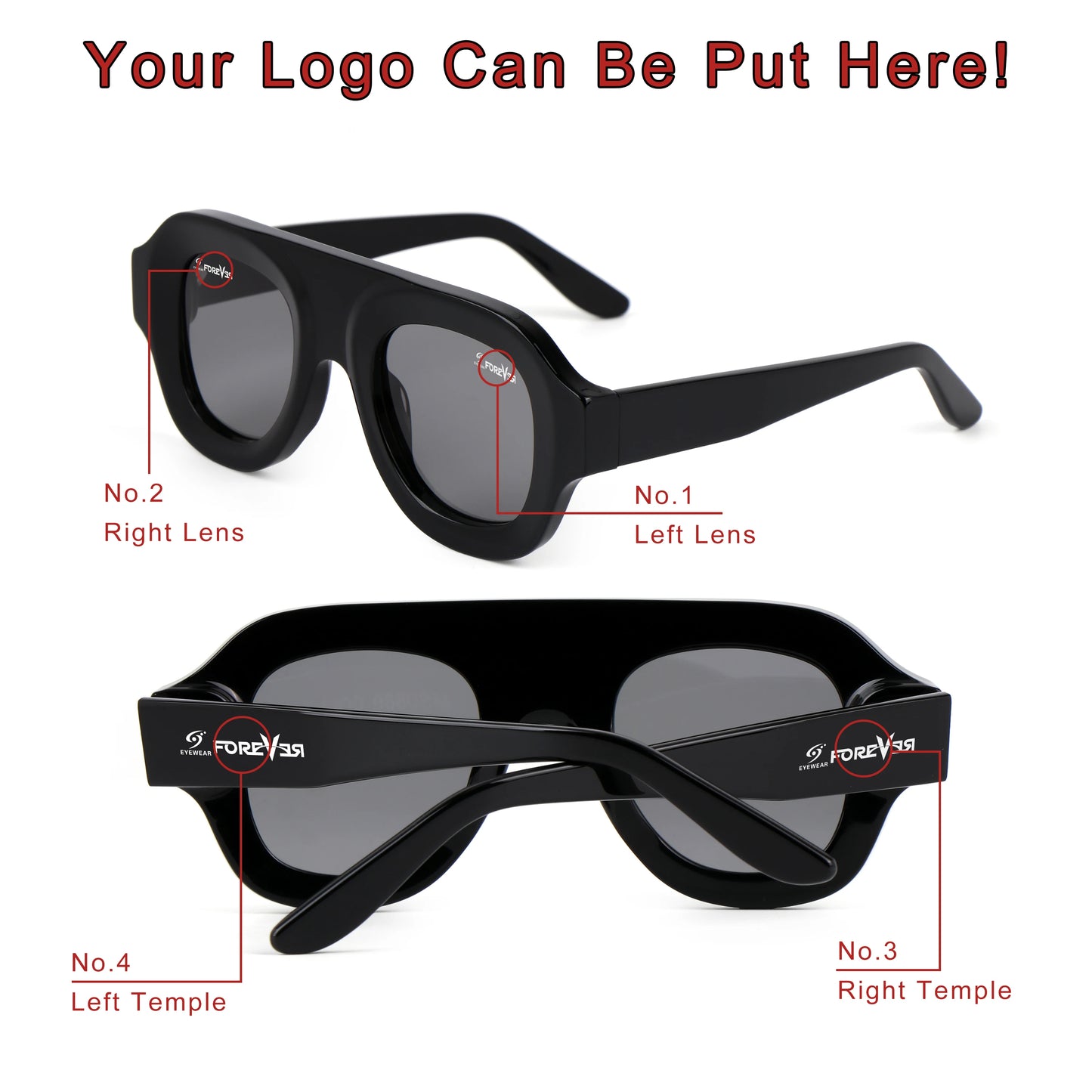 MCROONS Oversized Luxury Acetate Sunglasses — CR39 Lens, Unisex