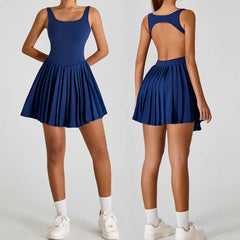 Women's Nude Feeling Two-Piece Sports Dress  Breathable Anti-Exposure Base for Outdoor Running Fitness Casual Skirt