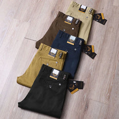 Men's Casual Daily Pants Simple Business Design Autumn New Long Straight Style Mid Zipper Fly Closure-Direct Factory Sale Real