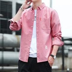 Yarn Dyed Men's 100% Cotton Chemise Homme Long Sleeve Casual Clothing Solid Color Oxford Mens Shirts ODM Supply