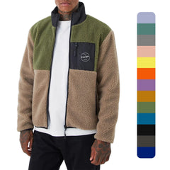 Custom Embroidery Clothing Patchwork High Quality Manufacturer Winter Thick Warm Dye Polar Sherpa Fleece Men's Zip up Jacket