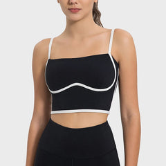 Wholesale Women's Sexy Yoga Underwear Fitness Sports Bra Fitted Top Spaghetti Straps Nude Tube Yoga Sports Bra Top