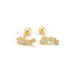 KR Colored Zircon Earrings S925 Sterling Silver Ins Style Flower Inlaid Diamond Screws Earrings