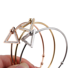Hot Selling Triangle Diamond Stainless Steel Open Bracelets Bangles Gril Female Silver Gold Bracelet Cuff Bangle