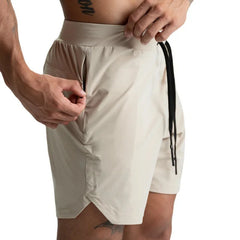 Quick-drying Elastic Waist Zipper Pocket Sports Shorts  Men's Gym Short Athletic Shorts Polyester Shorts