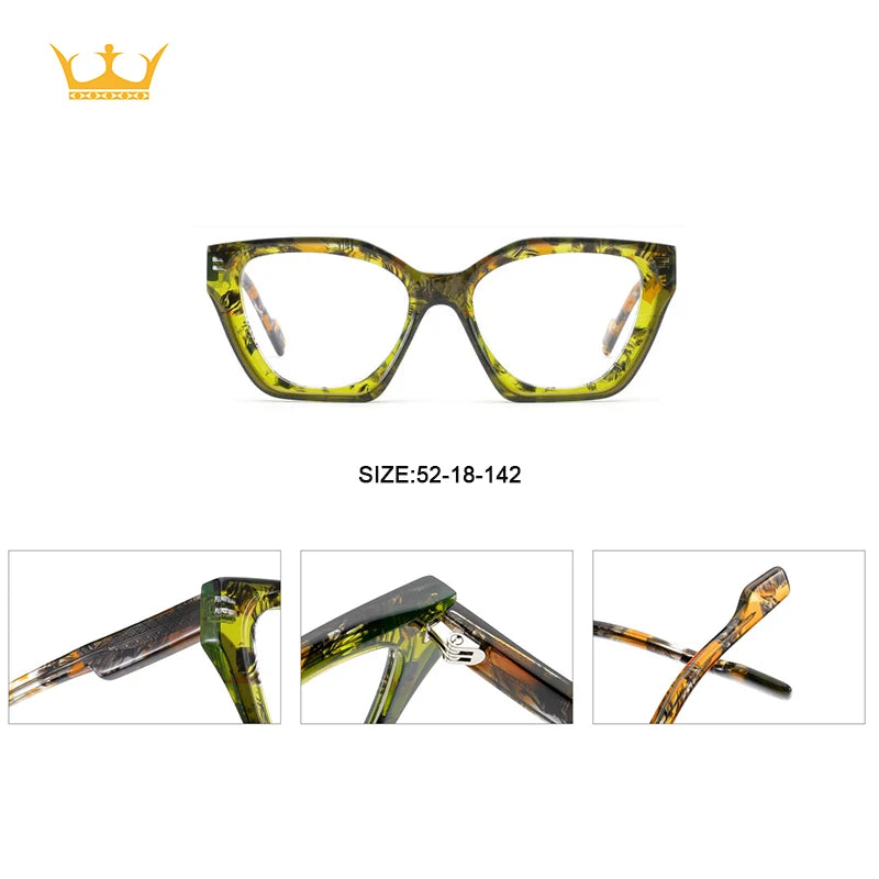 MCROONS Geometric Acetate Glasses — Full Rim, Unisex