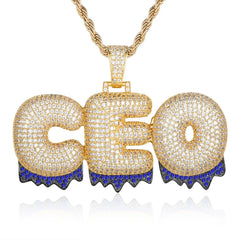 Custom Name 18K Gold Plated Pendant Letter Chain Personalized Diamond Name Letter Initial Hip Hop Bling Thick Chain Necklace