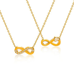 Fashion Waterproof Jewelry PVD 18K Gold Plated Stainless Steel Sparkle Zircon Love Heart Infinity Pendant Necklace for Women