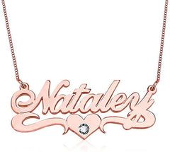 High Quality Couple Heart Pendant Accessories  Custom Name Necklace Crystal Name Necklace for Women