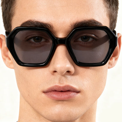 MCROONS Handmade Retro Square Acetate Sunglasses — UV400 TAC Lens, Unisex