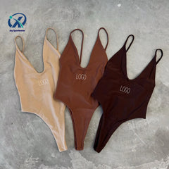 High Waist Backless One Piece Swimsuit Sexy Women Bikini Manufacturer Wholesale V Neck Triangle Bikini Custom Swimwear with Logo