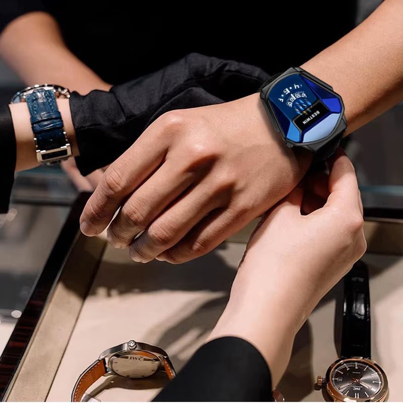 BESTWIN High - Tech Feeling Waterproof Japan Quartz Movement Watch Cool Snake Shape Dial Stainless Steel Strap Men'S Watches - MCROONS.COM