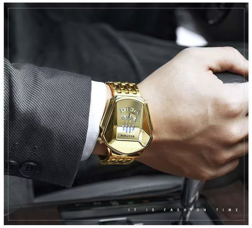 BESTWIN High - Tech Feeling Waterproof Japan Quartz Movement Watch Cool Snake Shape Dial Stainless Steel Strap Men'S Watches - MCROONS.COM