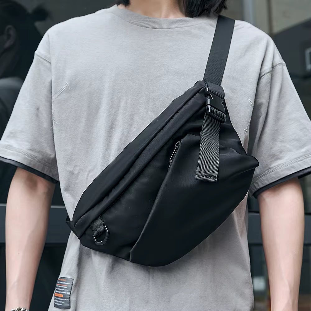 Black Waterproof Crossbody Bags for Men Travel Single Shoulder Bag Men Belt Bag Fanny Pack - MCROONS.COM