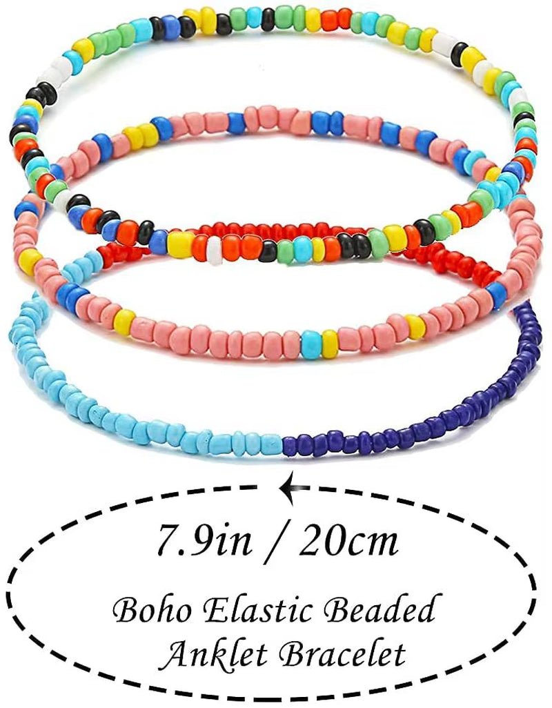 Bohemian Beach Anklets Jewelry Statement Handmade Beaded Anklet Beautiful Multicolor Rice Bead Anklet for Women Girls - MCROONS.COM