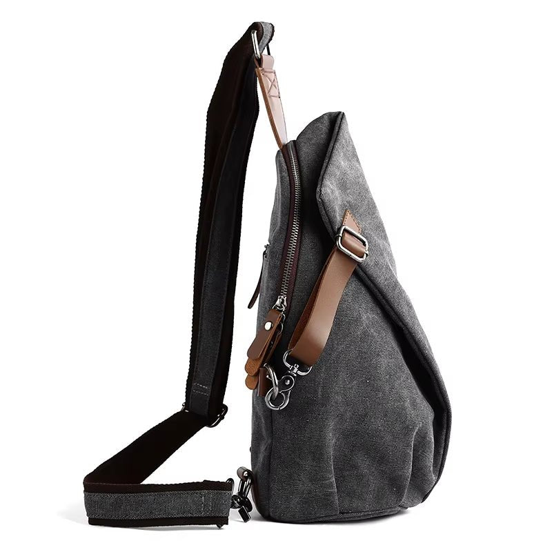 Canvas Outdoor Bags for Men Shoulder Crossbody Bag Walking Hiking Chest Sling Bags - MCROONS.COM