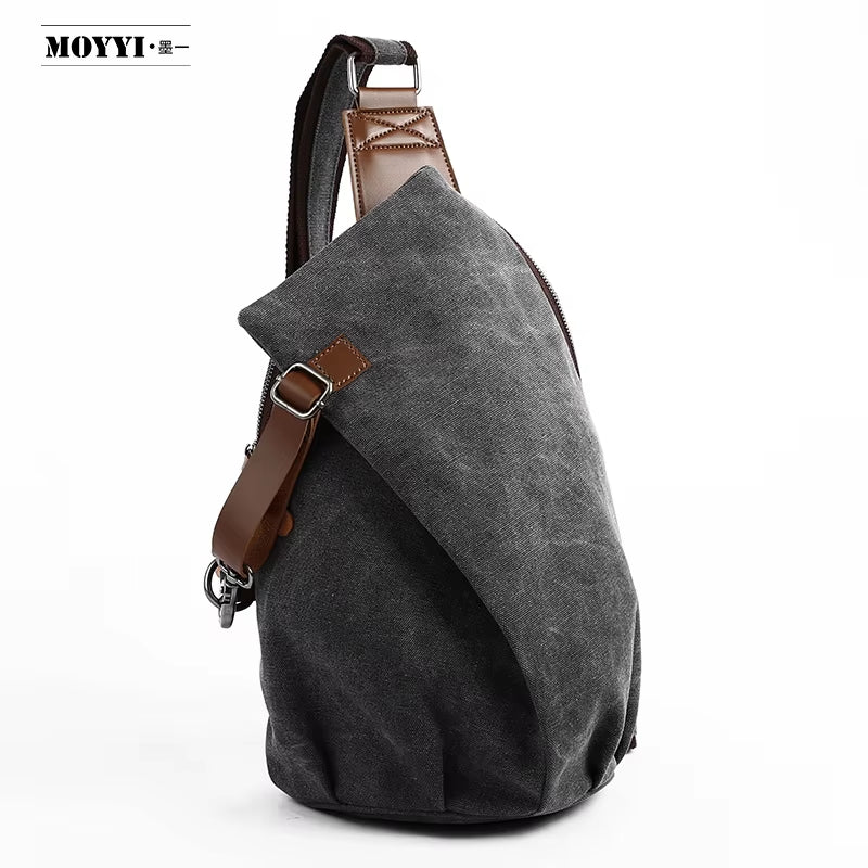 Canvas Outdoor Bags for Men Shoulder Crossbody Bag Walking Hiking Chest Sling Bags - MCROONS.COM