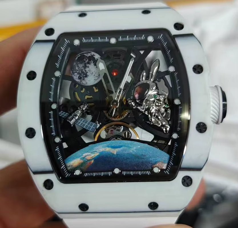 CHANCE JC - 9 - 190G - 14 Astronaut Series Carbon Fiber Case Tourbillon Automatic Watches Luxury Hollow Dial Mechanical Men Watch - MCROONS.COM