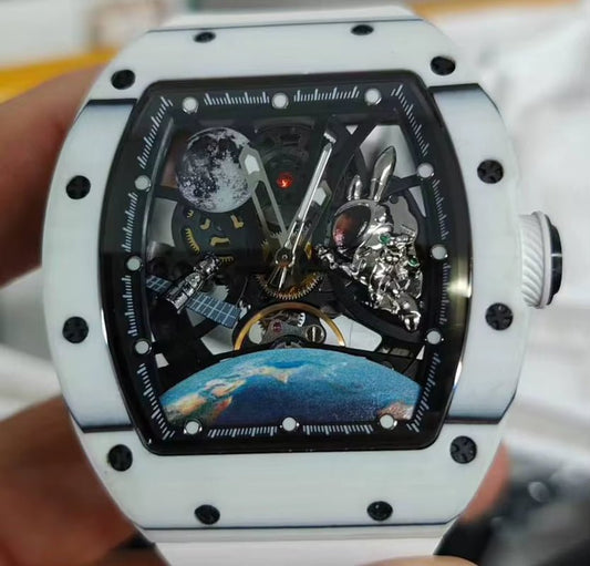 CHANCE JC - 9 - 190G - 14 Astronaut Series Carbon Fiber Case Tourbillon Automatic Watches Luxury Hollow Dial Mechanical Men Watch - MCROONS.COM