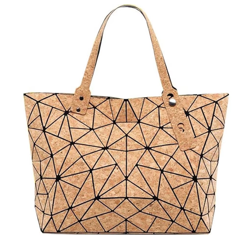 Cork Shoulder Bag for Women & Girl Tote Beach Bag Women Gift Geometric Tote Bag - MCROONS.COM
