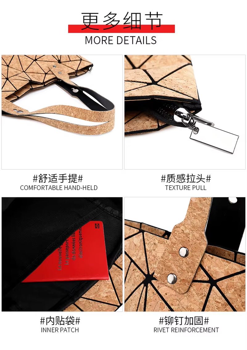 Cork Shoulder Bag for Women & Girl Tote Beach Bag Women Gift Geometric Tote Bag - MCROONS.COM
