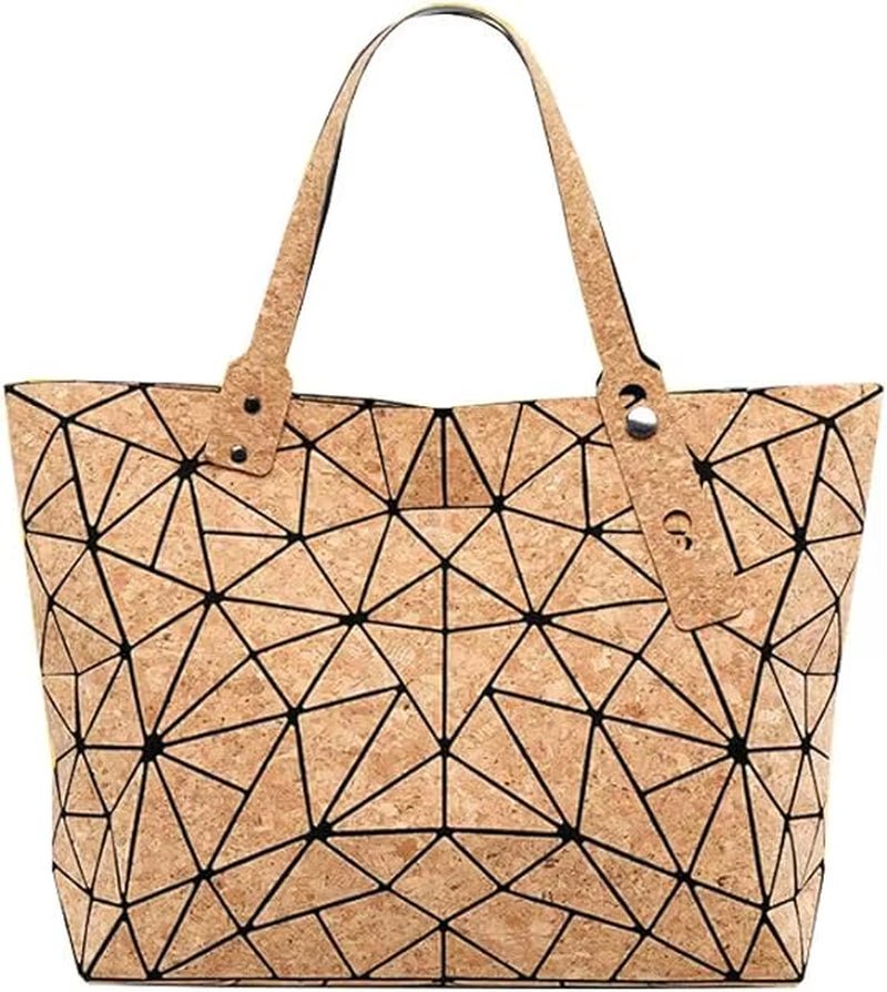 Cork Shoulder Bag for Women & Girl Tote Beach Bag Women Gift Geometric Tote Bag - MCROONS.COM