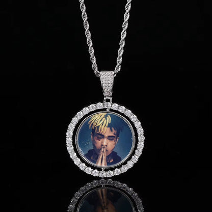 Custom Gold Plated Photo Pendant Small Fine Jewelry for Men & Women Hip Hop Style Iced Double Sided Rotating Photo Pendant - MCROONS.COM
