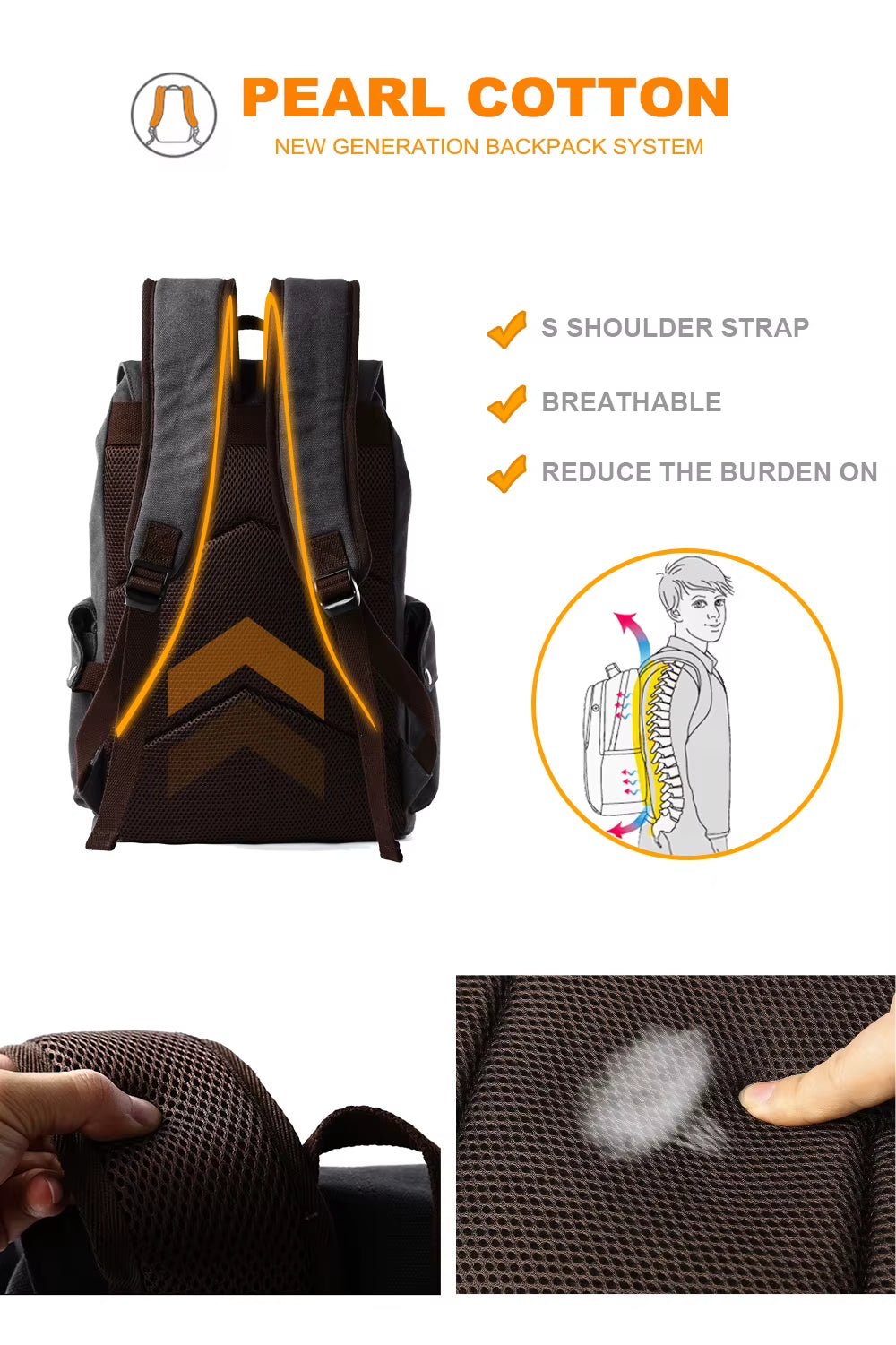 Custom Logo Canvas Laptop Bag for Men School Bag Outdoor Travel Backpack - MCROONS.COM