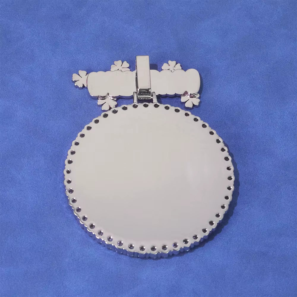 Custom Name Photo Pendant Hip Hop Jewelry Iced Out Diamond Large Hook Pink Pendant Silver Memorial Gift for Men Women - MCROONS.COM